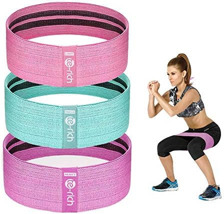 Te-Rich Resistance Bands for Legs and Butt, Fabric Workout Loop Bands, Set of 3 | Amazon (US)