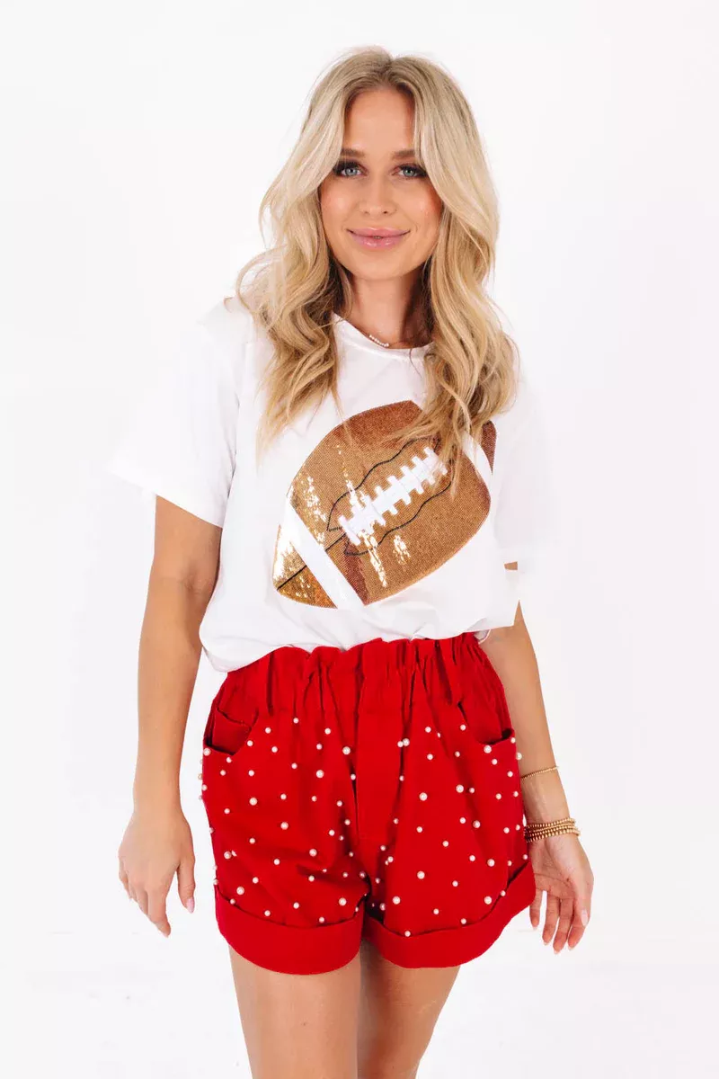 Sequin Football T-Shirt - White … curated on LTK