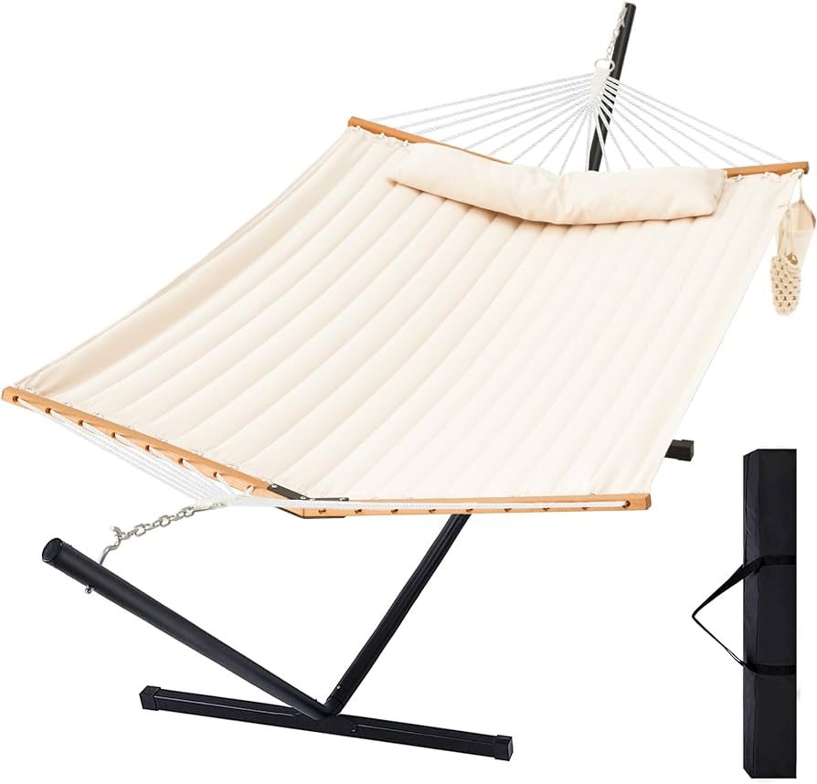 Two Person Hammock with Stand, Heavy Duty Outdoor Patio Hammock with Portable Steel Stand for 2 P... | Amazon (US)