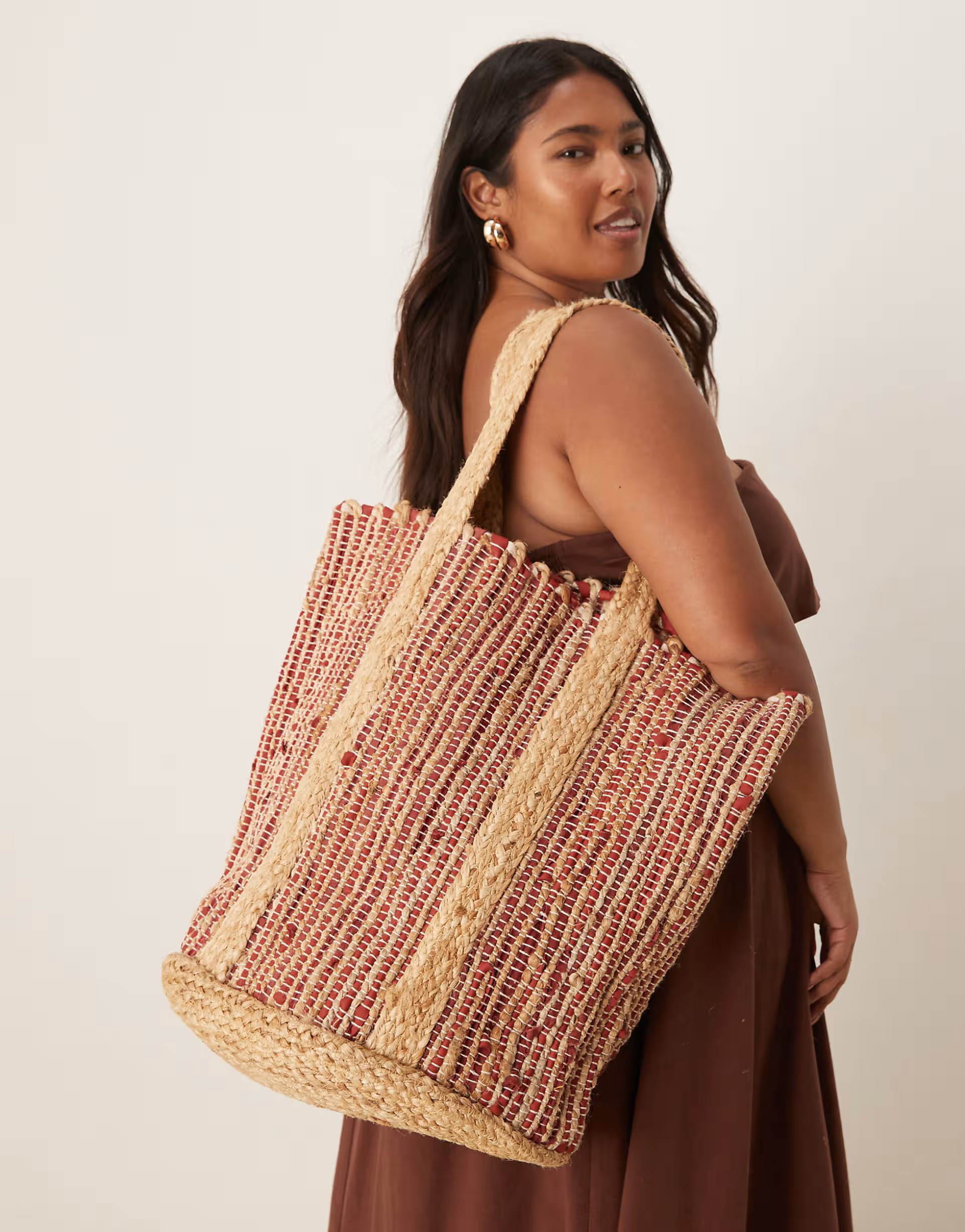 ASOS DESIGN premium striped straw jute tote bag in multi | ASOS | ASOS (Global)
