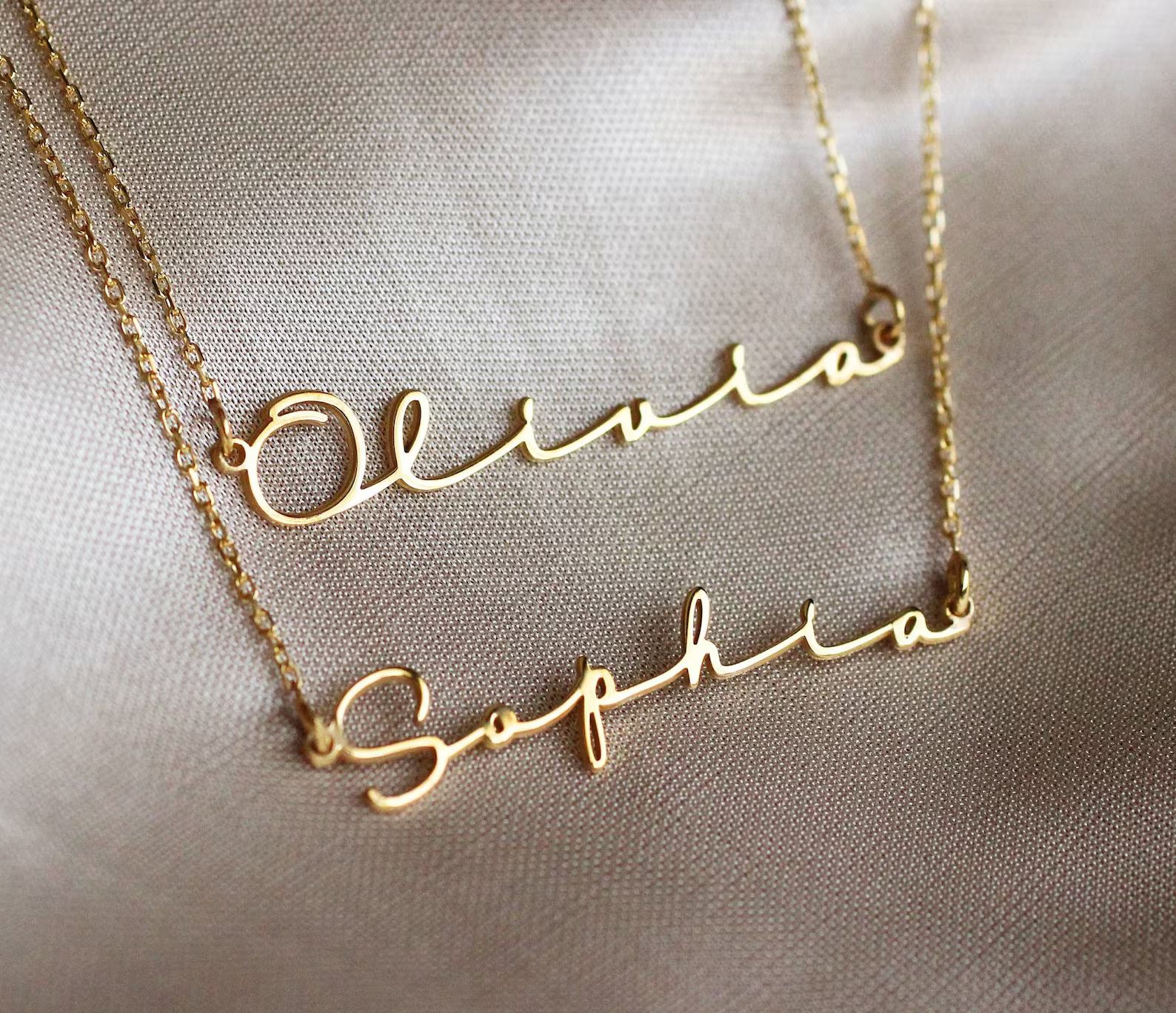14k Solid Gold Name Necklace Personalized Jewelry - Etsy | Etsy (US)