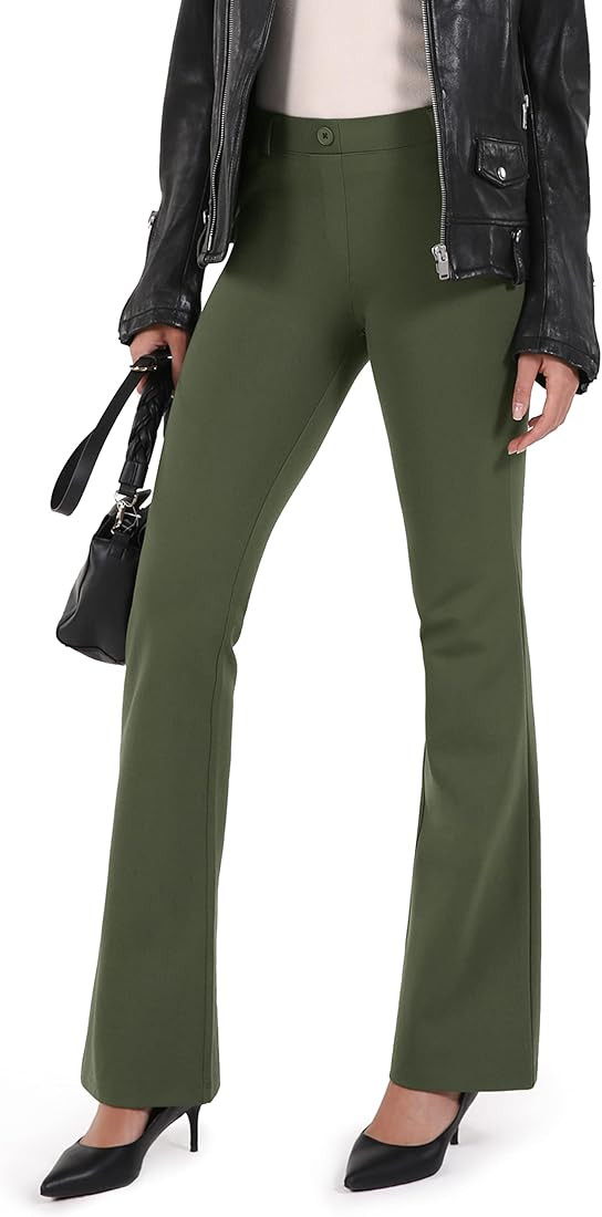 ODODOS Straight Leg I Classic Dress Pants for Women, Faux Pockets Ponte Casual Work Pants, 29"/31... | Amazon (US)