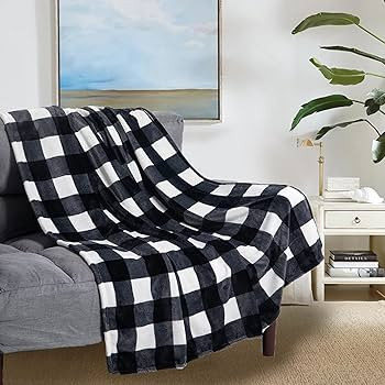 Christmas Fleece Blanket Twin Size Nap Blanket for Office Couch Buffalo Plaid Check Gingham Velve... | Amazon (US)
