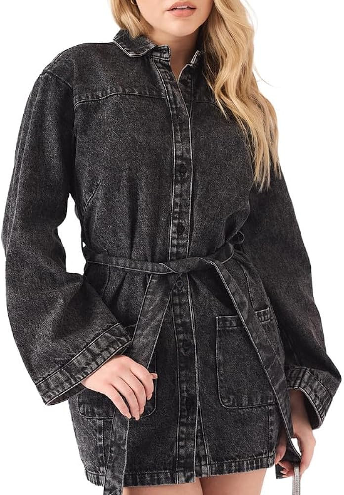 Denim Dress for Women - Regular Fit Long Sleeve Jean Dress for Women - All Season Button Down Den... | Amazon (US)