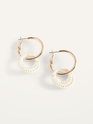 Gold-Toned Textile-Wrapped Double Hoop Earrings for Women | Old Navy (US)