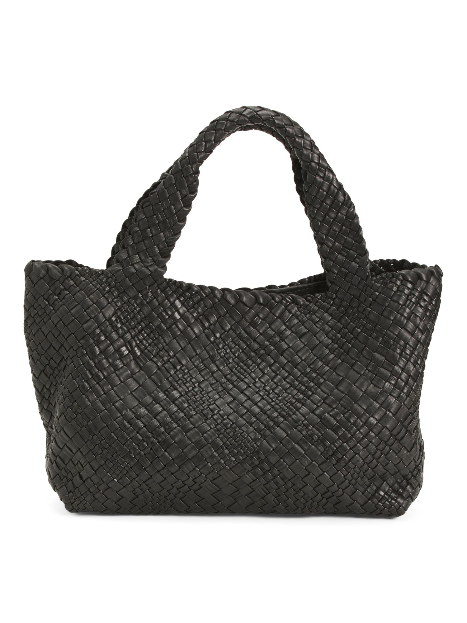 Made In Italy Leather Woven Tote | Marshalls