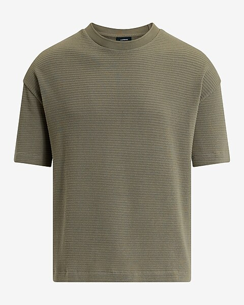 Boxy Textured Crew Neck T-shirt | Express