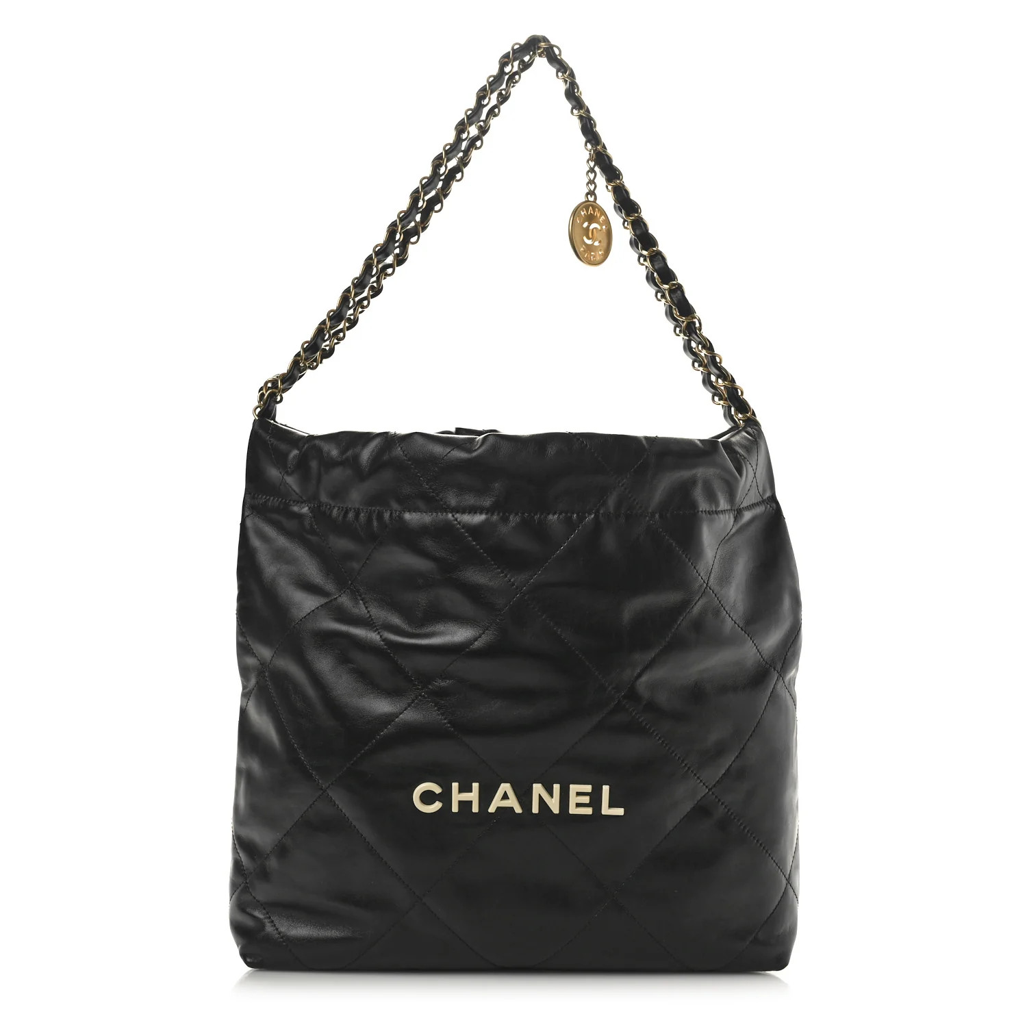 Shiny Calfskin Quilted Small Chanel 22 Black | FASHIONPHILE (US)