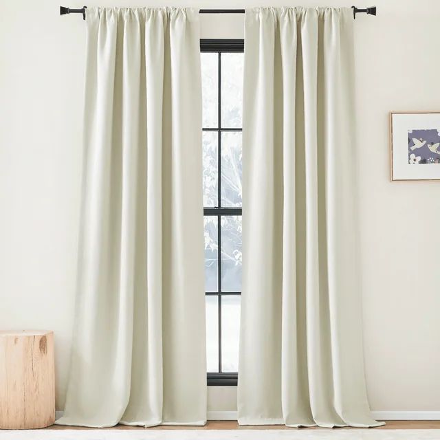 NICETOWN Room Darkening Natural Faux Linen Curtains 96 inches Long 50" Wide 2 Panels, Rod Pocket/... | Walmart (US)