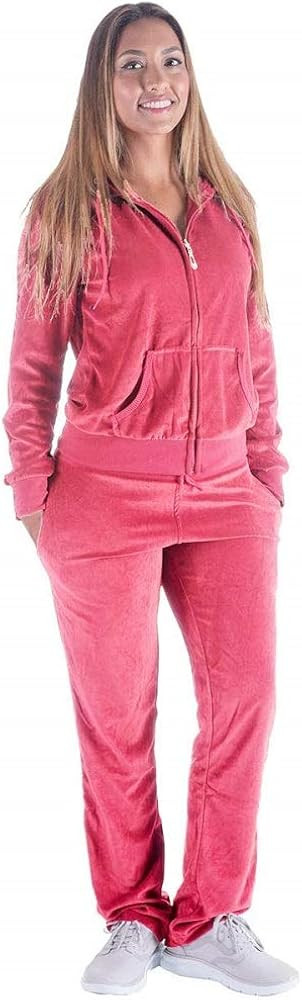 Facitisu Women's Track Suit Set 2 Piece Velvet Sweatsuits Jogging Sweatshirt & Sweatpants Sport Wear | Amazon (US)