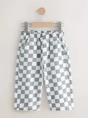 Checkerboard/Blue Stripe Pull On Wide Trousers 2 Pack (3mths-7yrs) | Next US