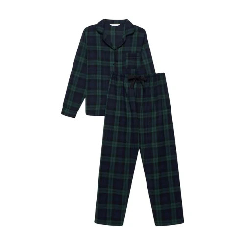 Unisex Cotton Fleece Trouser PJ Set- Hertiage Green Plaid | The NAP Co