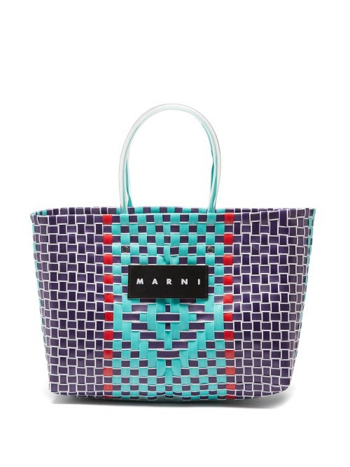Marni Market - Hand-woven Tote Bag - Mens - Blue Multi | Matches (US)