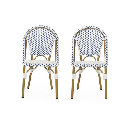 Christopher Knight Home Aluminum Outdoor Bistro Dining Chair - Set of 2, Blue/White | Walmart (US)