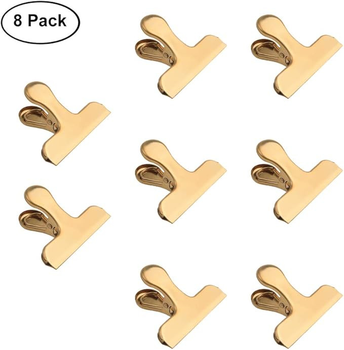 Chip Bag Clips,8 Pack Large Golden Stainless Steel Air Tight Bag Clip Perfect for Kitchen &Office... | Amazon (US)
