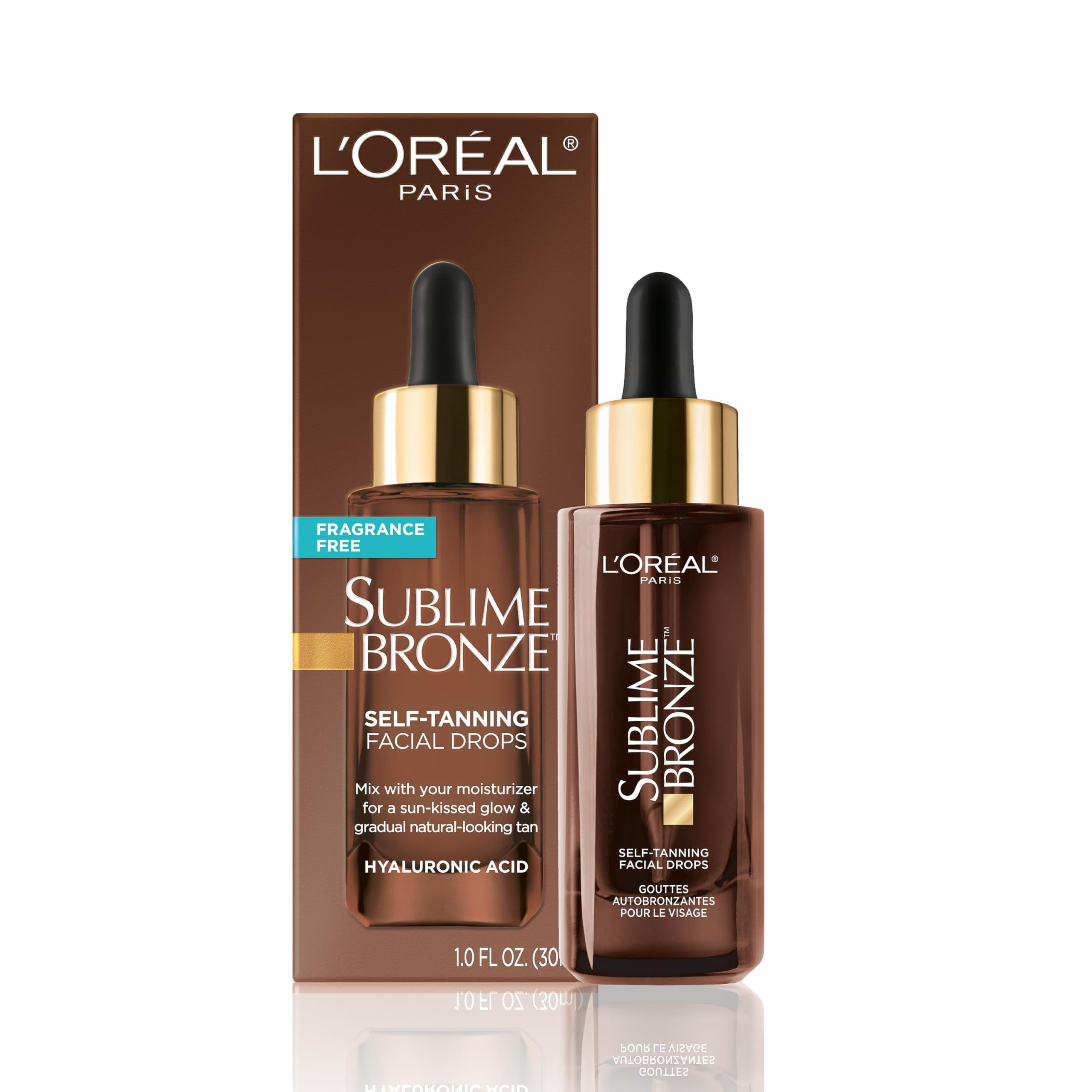 L'Oreal Paris Sublime Bronze Self Tanning Facial Drops with Hyaluronic Acid, Gradual Tan, Fragran... | Amazon (US)