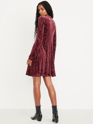 Long-Sleeve Velour Mini Dress | Old Navy (US)