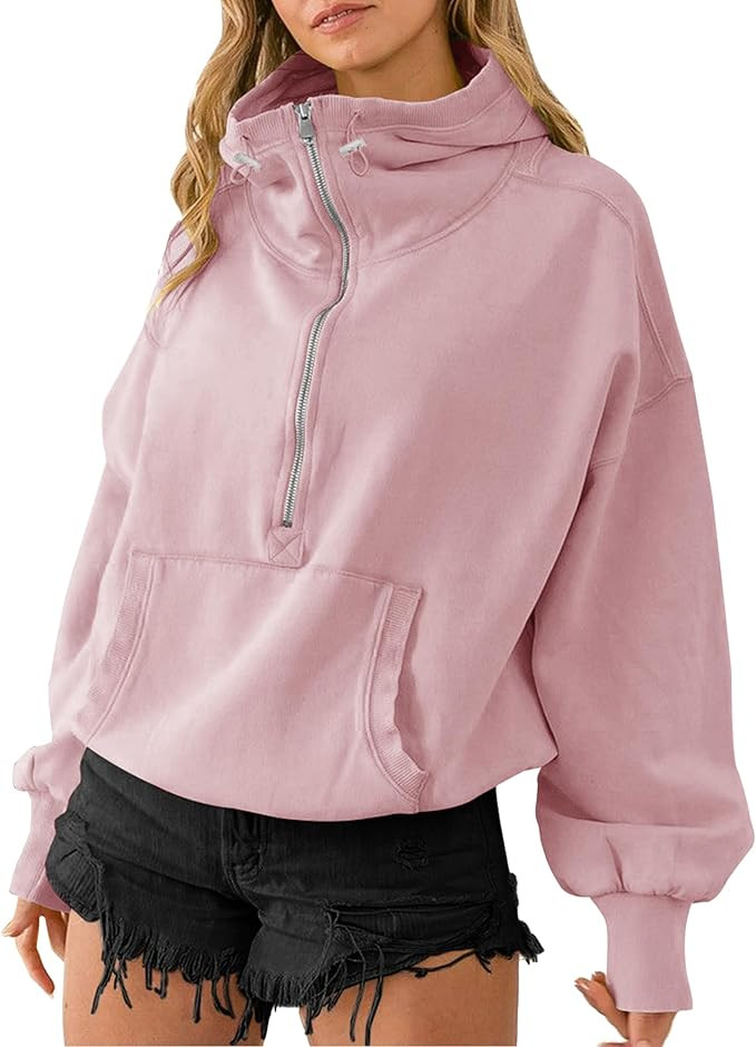 TBA High Neck Hoodies for Women Oversized Half Zip Drawstring Y2K Pullover Sweater Casual Long Sl... | Amazon (US)