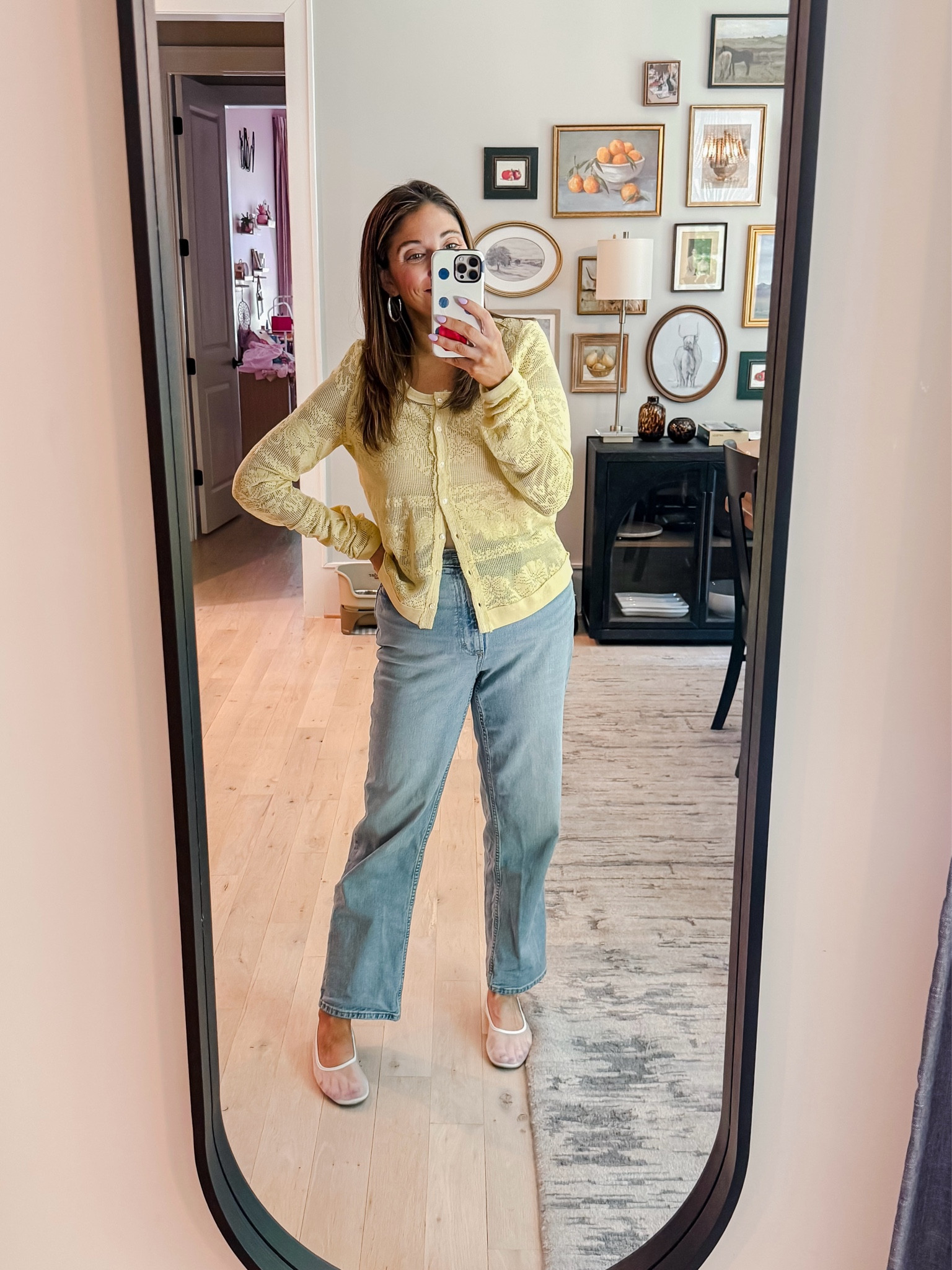 This has been an unusually cool spring. I still want to dress spring like but I still need to stay warm too. This top was a great TJ Maxx find so I’ll try to find it online or link similar styles 
Top M (tts) / Jeans 10 (tts) / Mesh flats tts

#LTKootd #LTKOver40 #LTKMidsize