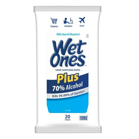 Wet Ones Plus Alcohol Wipes - 20ct | Target