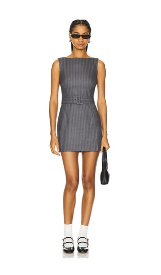 Via Pinstripe Dress in Charcoal & White | Revolve Clothing (Global)