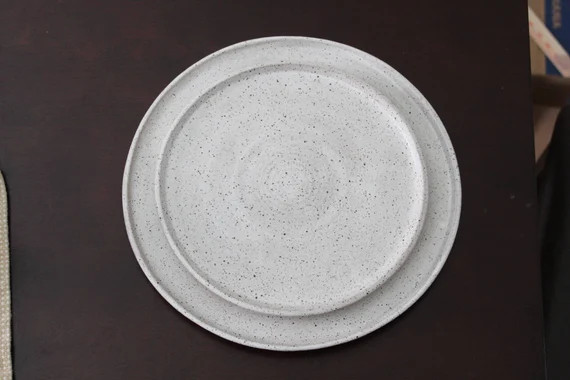 Speckled White Dinnerware Wheel Thrown Pottery Plates | Etsy | Etsy (US)