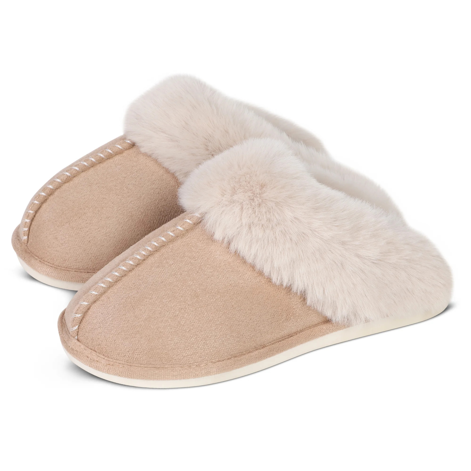Womens Slipper Memory Foam Fluffy Soft Warm Slip On House Slippers,Anti-Skid Cozy Plush for Indoo... | Walmart (US)