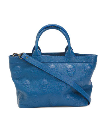 Made In Italy Leather Multi Skull Satchel With Hardware | TJ Maxx