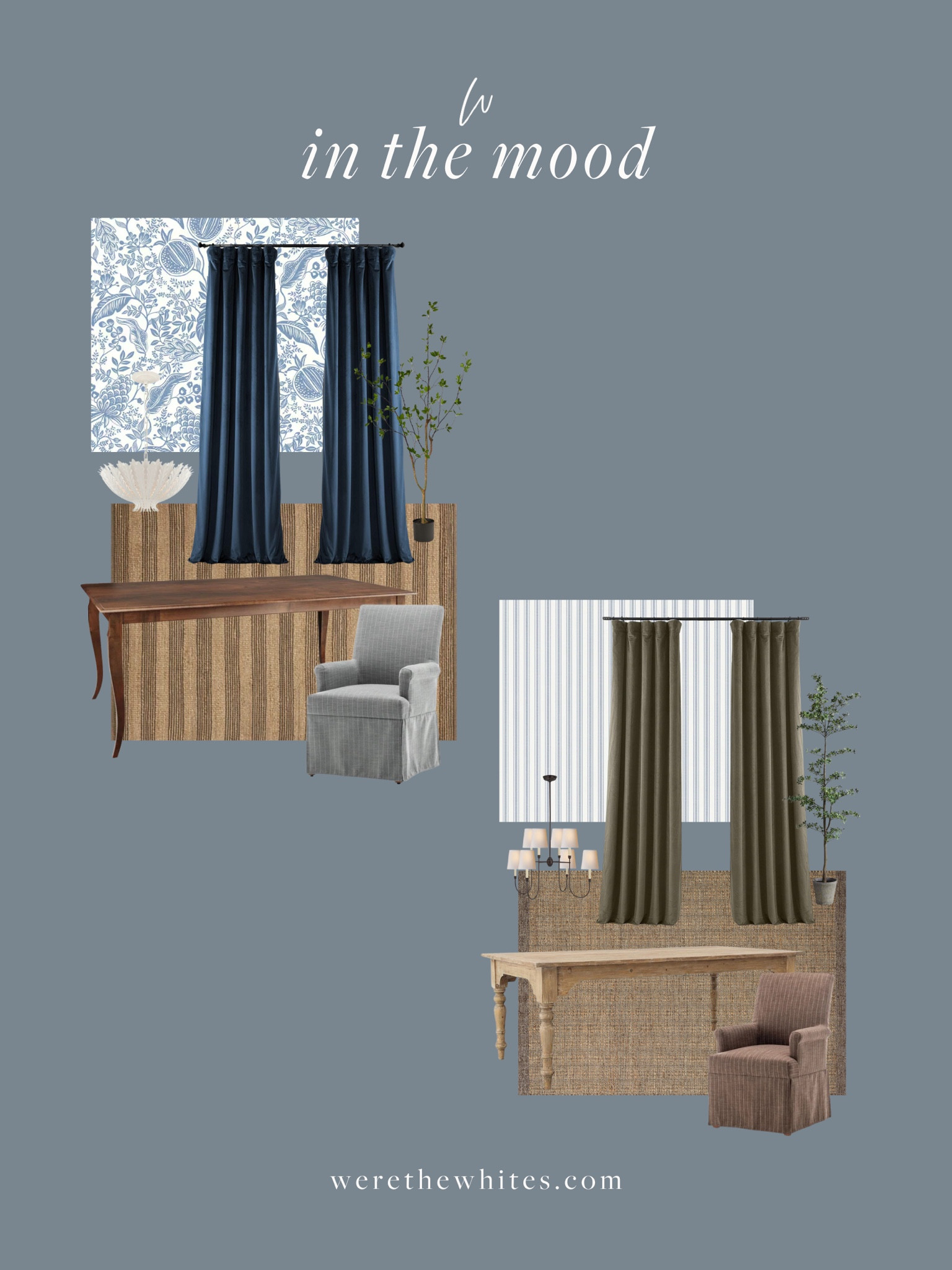 Which dining room are you in the mood for? A pop of blue, or neutral patterns and textures? I love both. In our own dining room we went bold and moody, and I couldn’t love it more. Both of these are a good mix of the styles and elements we chose in our own space! 

#LTKhome