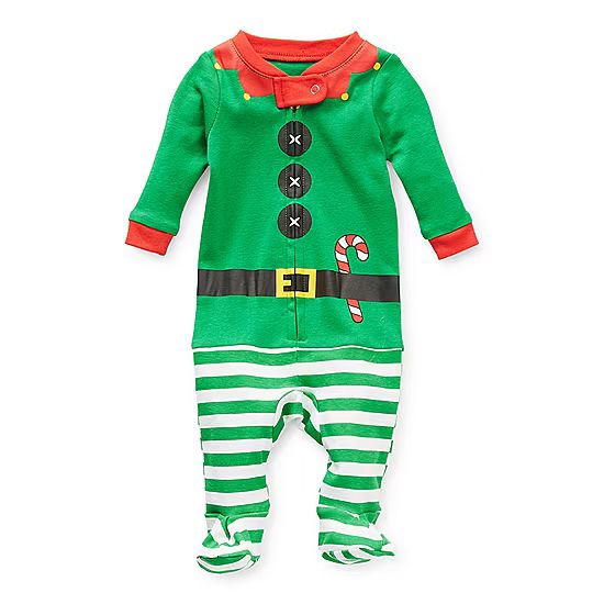 Secret Santa & Elf Family Matching Unisex Footed Pajamas Long Sleeve Crew Neck | JCPenney