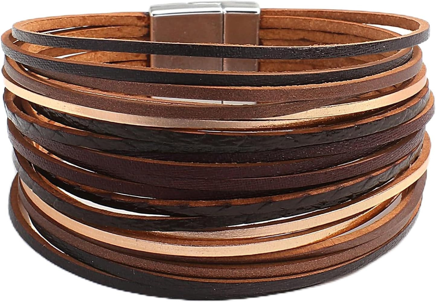 Fesciory Leather Wrap Bracelets for Women, Boho Leopard Multi-Layer Crystal Beads Cuff Bracelet J... | Amazon (US)