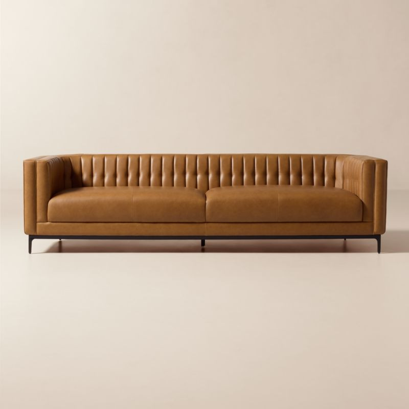 Ambroise 104.75" Brown Saddle Leather Sofa | CB2