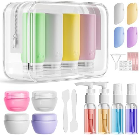 21 Pack Leak Proof Silicone Travel Bottles Set, TSA Approved Containers for Toiletries, Travel Si... | Amazon (US)