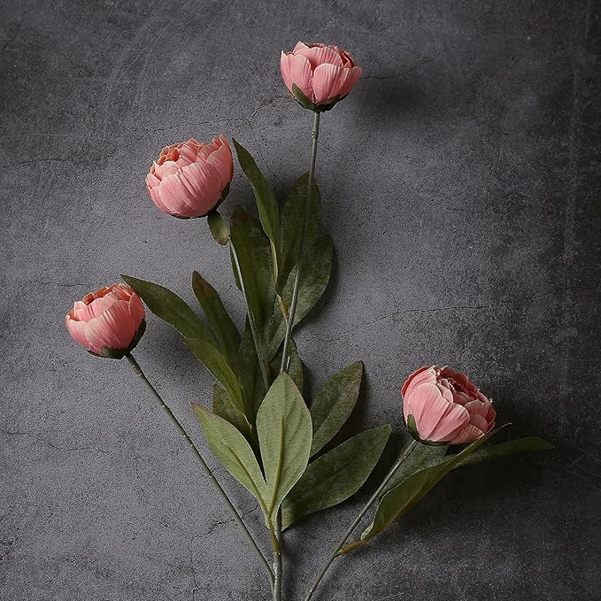 VIERENA 6 Pcs Faux Silk Peony Artificial Flowers for Vase -27", Bulk Fake Peonies Branches with S... | Amazon (US)