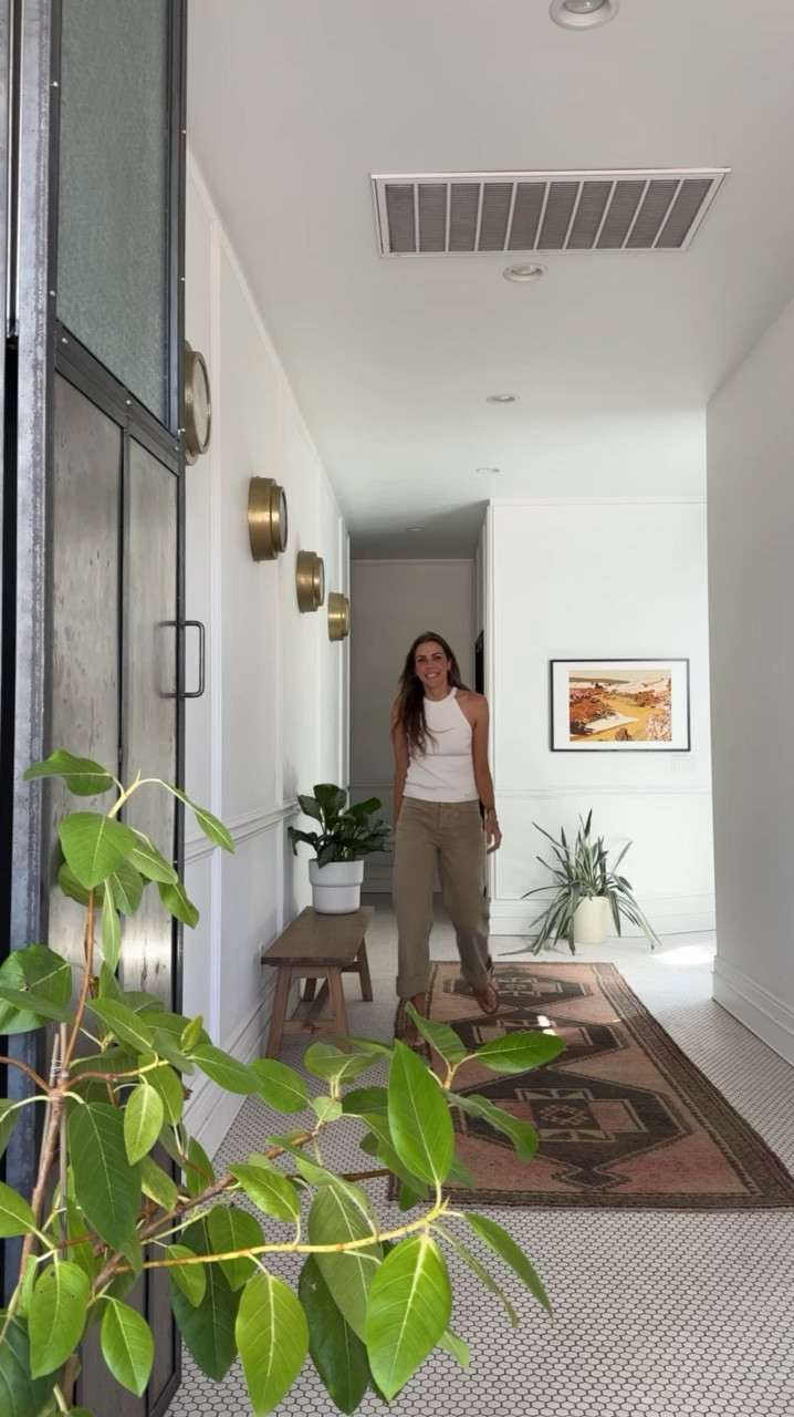 Entryway bench | planters | cuffed jeans | 

#LTKhome #LTKSeasonal #LTKVideo