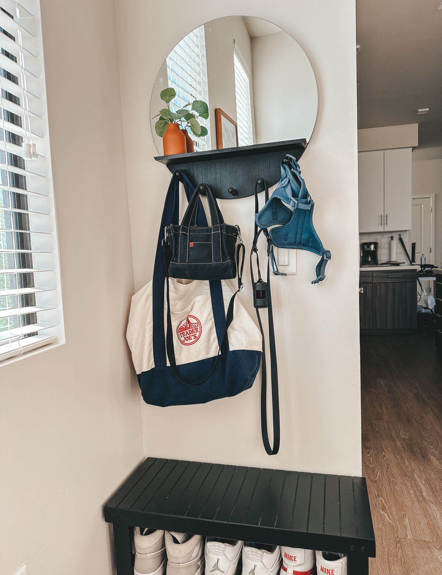 Entryway decor #roundmirror #entrywaymirror #mirrorwithhooks #mirrorwithshelves #entrywayideas #roundblackmirror

#LTKhome