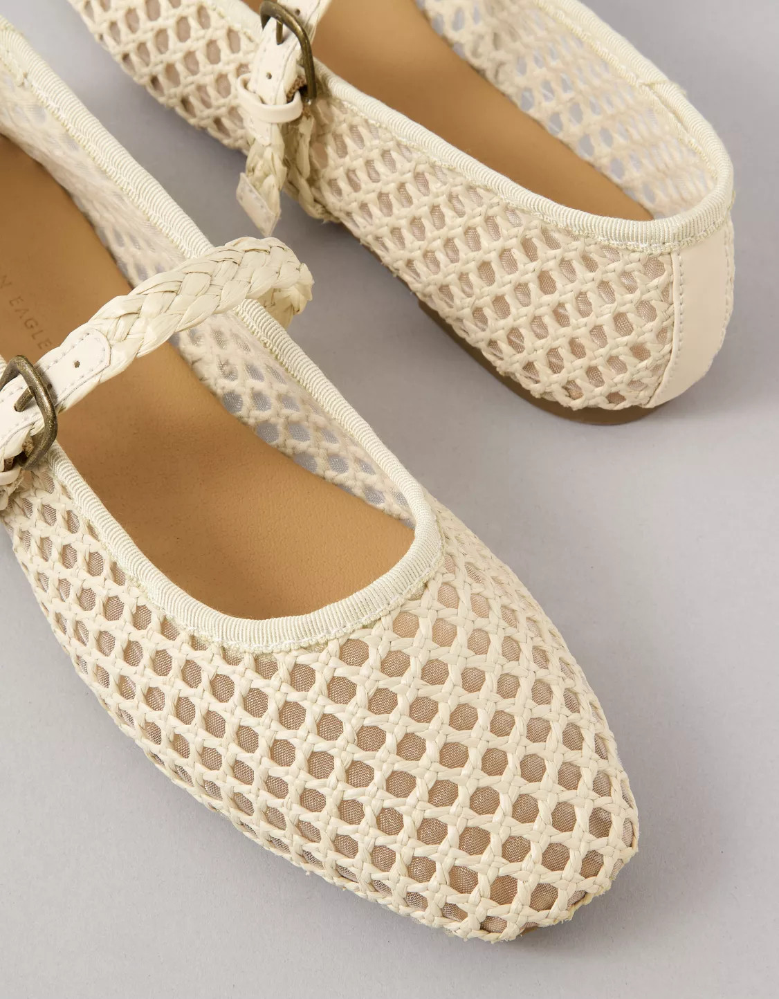 AE Raffia Mesh Mary Jane Flats | American Eagle Outfitters (US & CA)