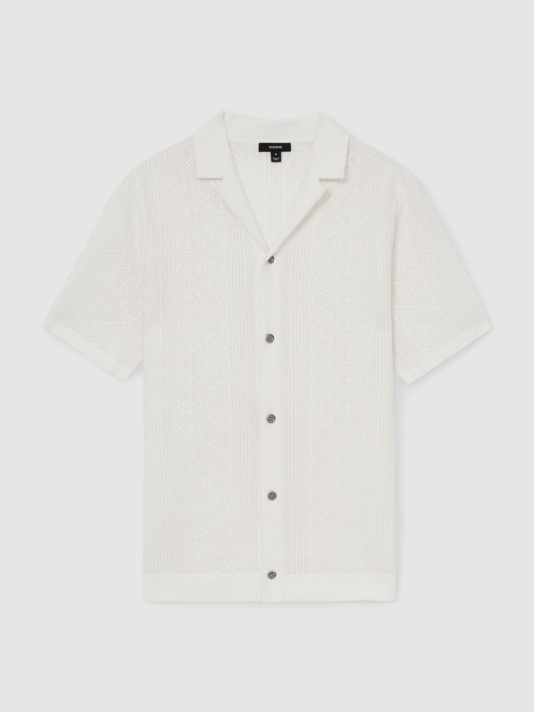 Textured-Knit Short-Sleeve Shirt in White | Reiss DE