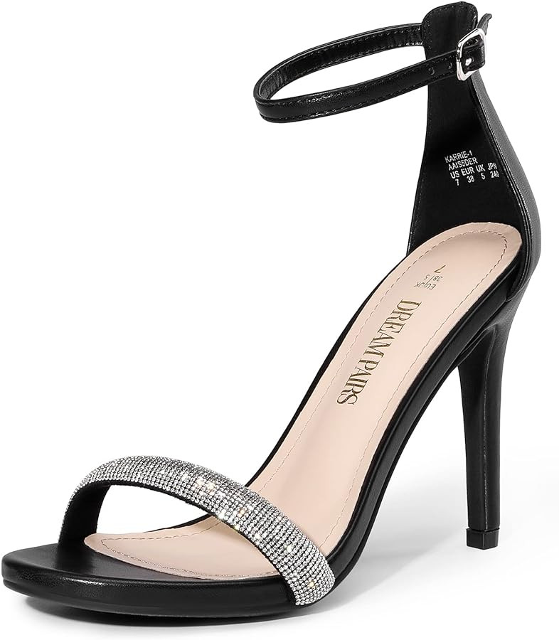 DREAM PAIRS Women's High Heels Flower Ankle Strap Stilettos Round Open Toe Dressy Sexy Sandals | Amazon (US)