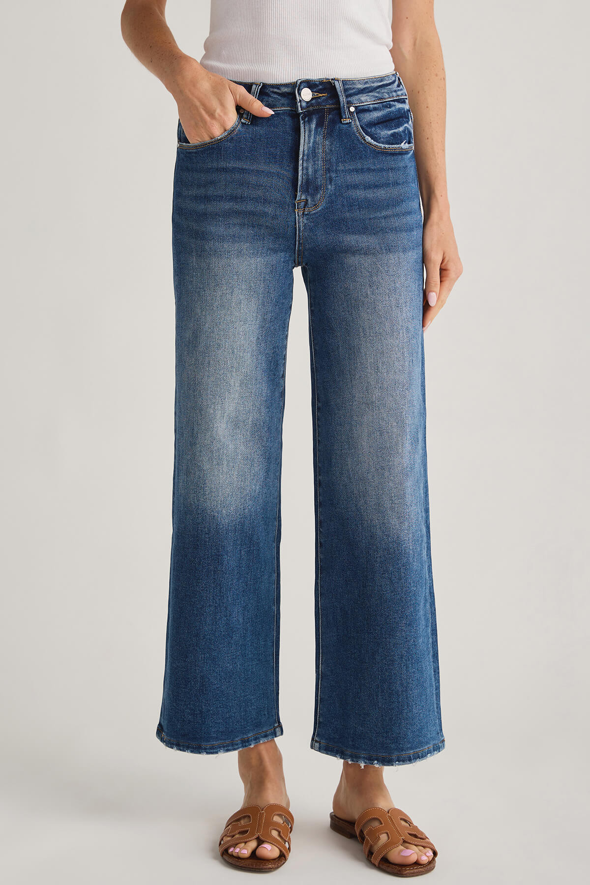 Risen Shea High Rise Wide Crop Jeans | Social Threads