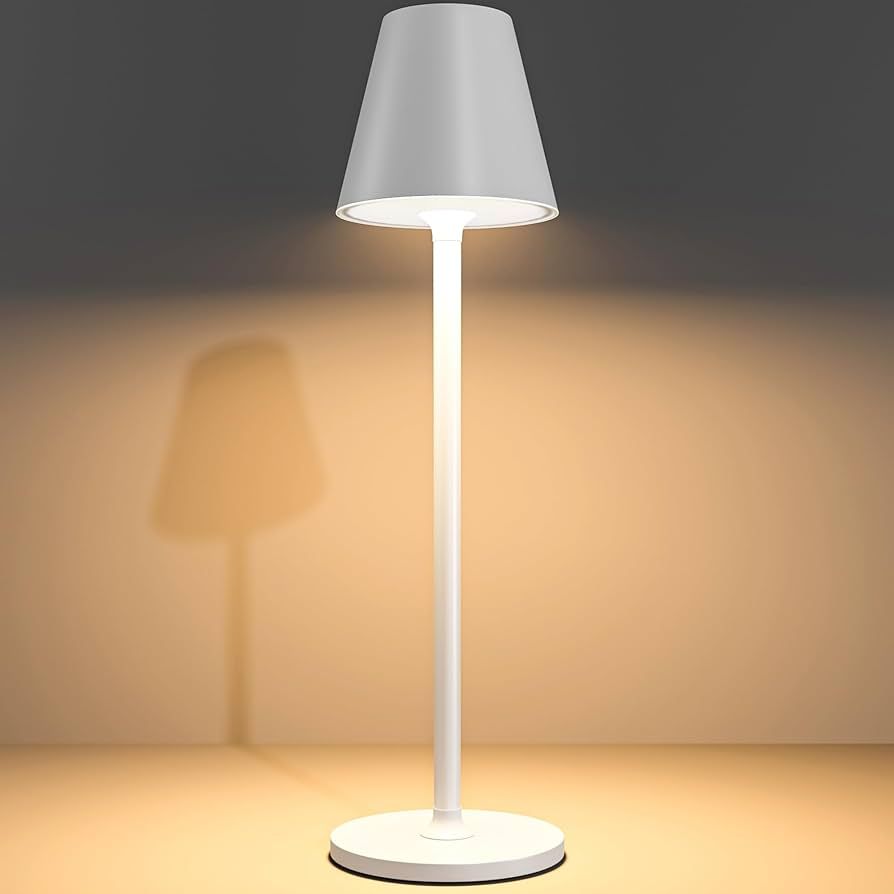 Modern LED Cordless Table Lamp, 4000mAh Rechargeable Battery, 3 Level Brightness Night Light, Met... | Amazon (US)