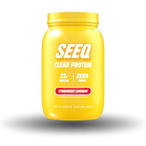 SEEQ Clear Protein Powder - Strawberry Lemonade - 35 Servings - 22g Clear Whey Protein Isolate - Zero Sugar - 0g Lactose - GLP1 Support - Muscle Post Workout Recovery | Amazon (US)