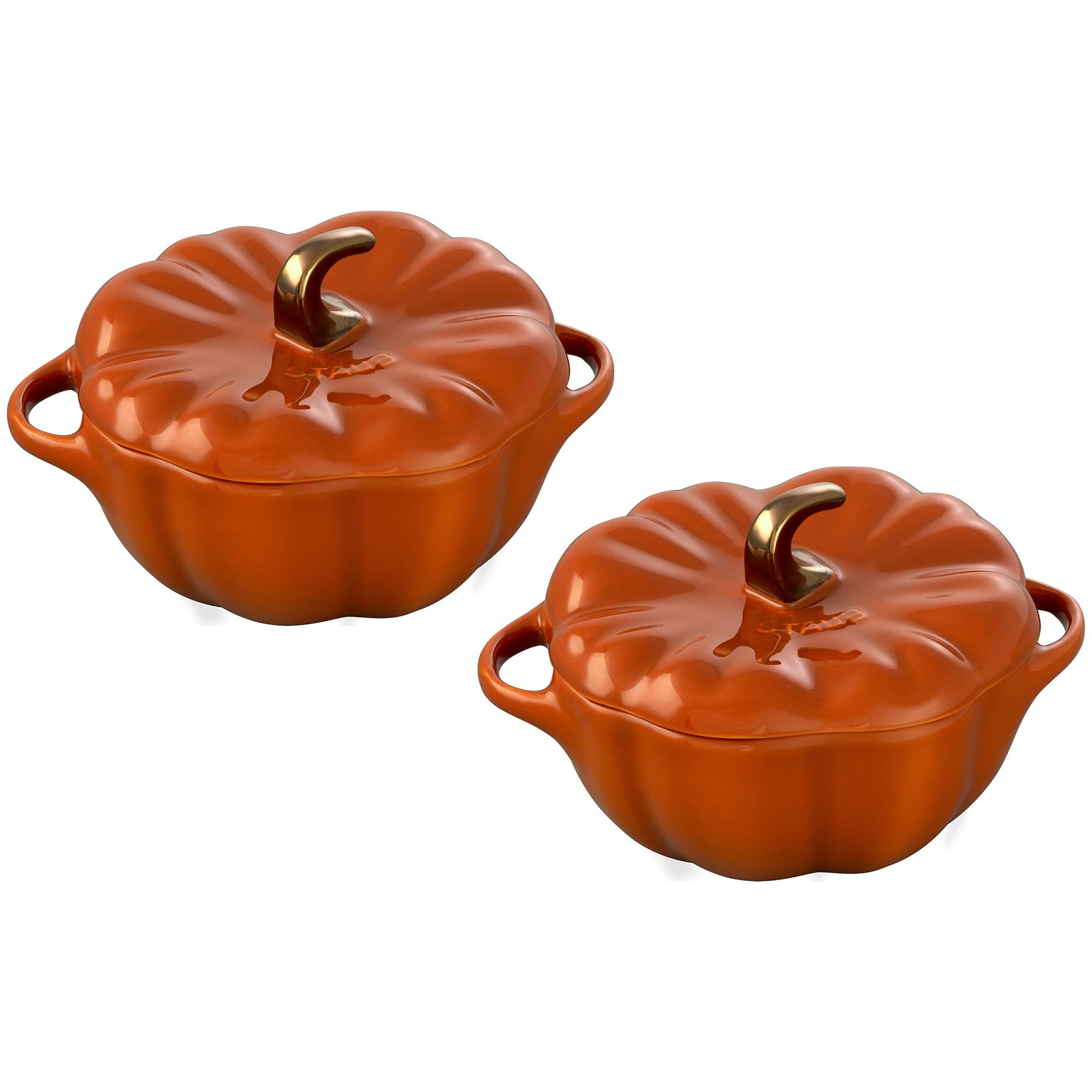 STAUB Ceramic 2-pc Petite Pumpkin Cocotte Set, 0.5-qt/16-oz, Burnt Orange | Amazon (US)