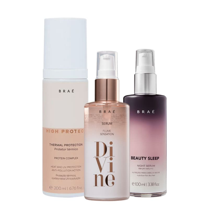 Kit Braé High Protect Thermal Protection  Braé Divine Plume e Beauty Sleep (3 produtos) | Beleza Na Web (BR)