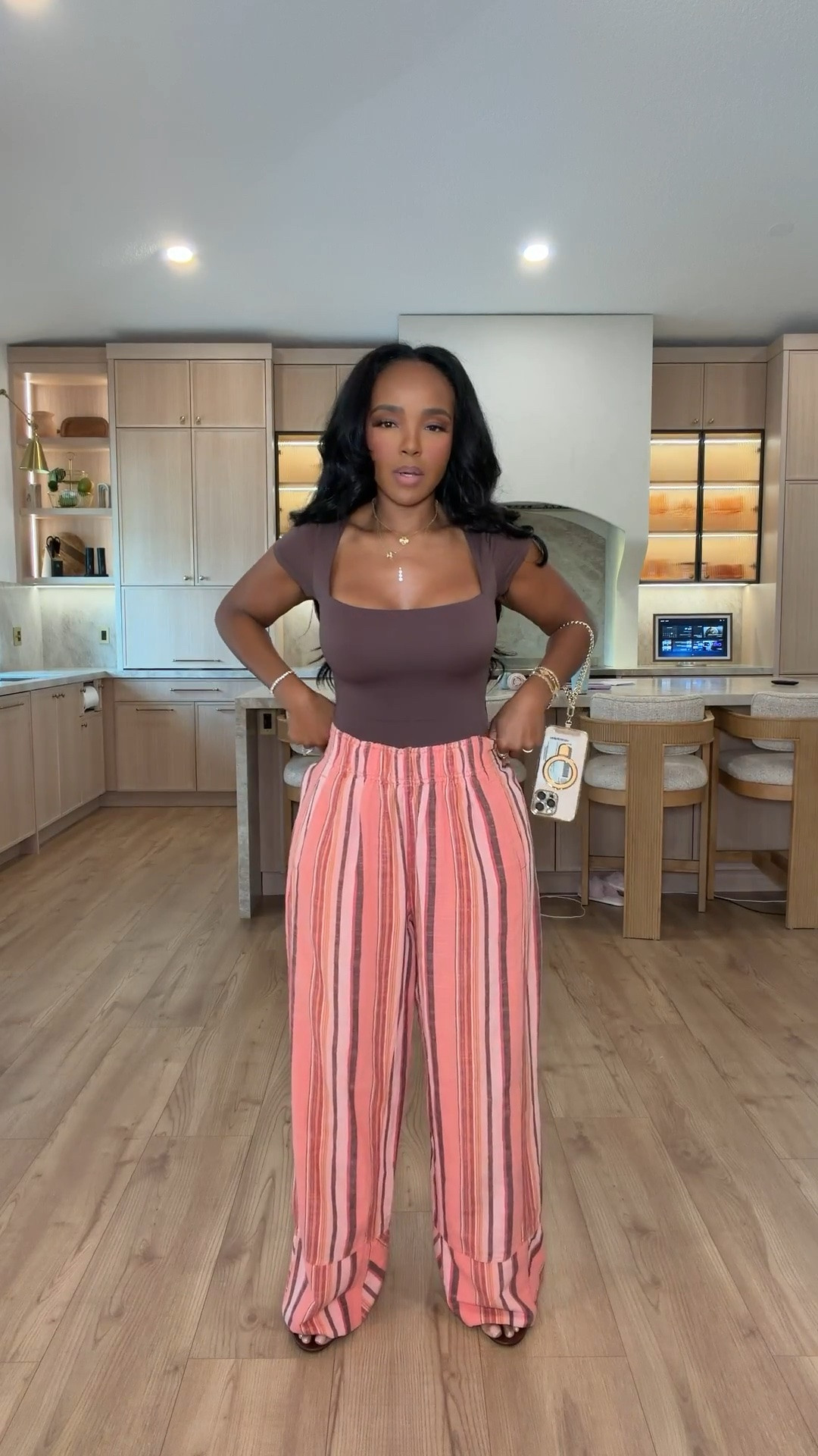STRIPES THAT DO THE WORK 💕🤎

These wide-leg striped pants are such an easy statement piece. Paired with a fitted brown top, they give effortless, flattering and put-together without feeling overdone. Perfect for brunch, vacation or a casual day out.

striped wide leg pants, brown bodysuit outfit, casual chic outfit, statement pants outfit, brunch outfit women, vacation outfit inspiration, wide leg pants outfit, elevated casual style, petite outfit inspiration, colorful pants outfit, everyday fashion women, transitional outfit ideas

Wearing: Size Small | 5’4” | 140 lbs | 34D-27-40

📲 Download the FREE LTK app & follow me (@kirasfashionfinds) to shop the look.

#LTKPetite #LTKStyle