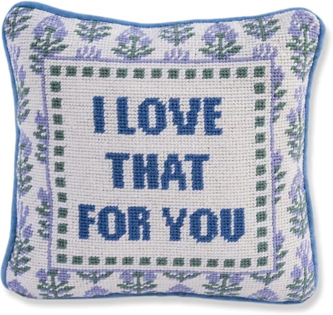 FURBISH Handmade Needlepoint Decorative Throw Pillow - Love That for You - 10" x 10" - Small Embr... | Amazon (US)