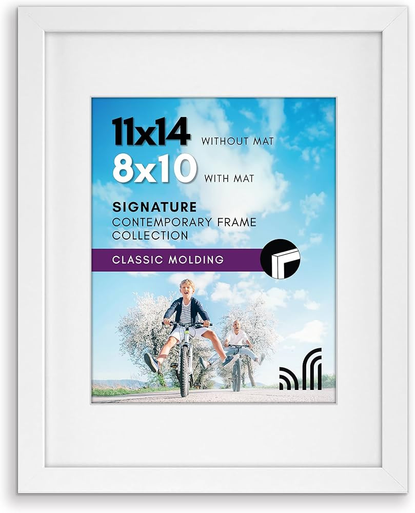 Americanflat 11x14 Picture Frame with Shatter-Resistant Glass - Use as 8x10 Frame with Mat or Dis... | Amazon (US)