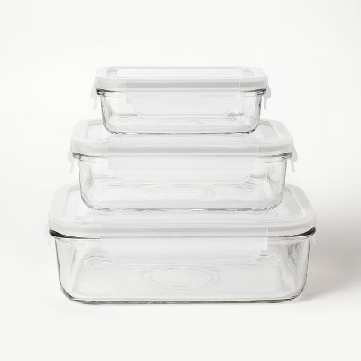 6pc (Set of 3) Glass Food Storage Container Set Clear - Figmint™: Freezer, Dishwasher & Microwa... | Target