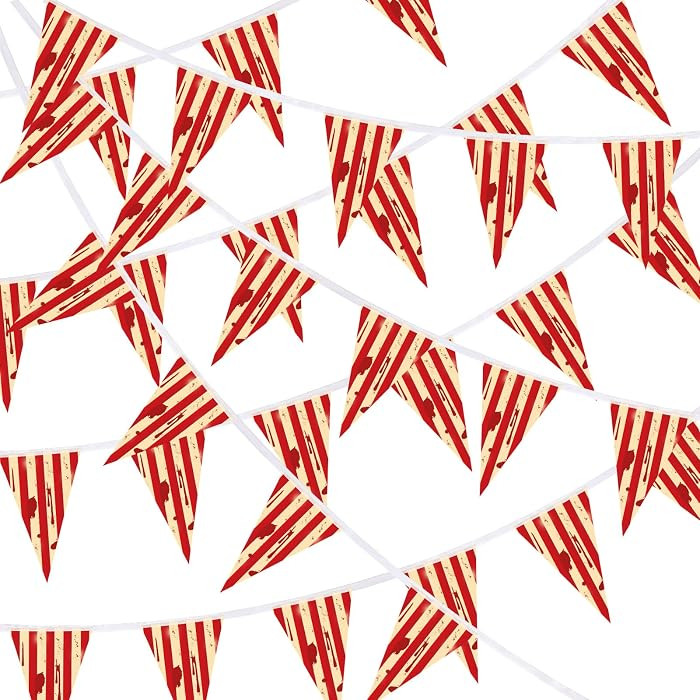 52.5 Ft 38Pcs Halloween Creepy Circus Pennant Banner Decorations | Amazon (US)
