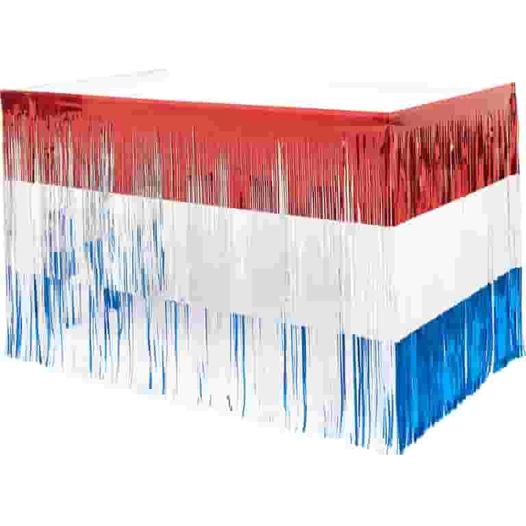 Way To Celebrate Patriotic Foil Fringe Table Skirt, Red/White/Blue, 9' x 2.5' | Walmart (US)